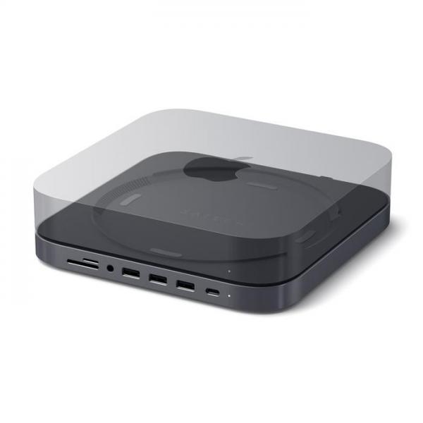 Satechi - Aluminum Stand & Hub for Mac Mini (sp grey),satechi,aluminum,stand,&,hub,for,mac,mini,(sp,grey)stand,que,liga,por,porta,usbc,a,um,mac,mini,e,que,e,tambem,um,hub,proporcionando,na,parte,frontal,1x,porta,usbc,3x,usb,1x,cartao,micro/sd,1x,35mm,