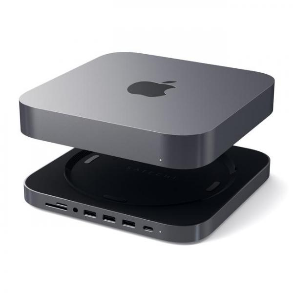 Satechi - Aluminum Stand & Hub for Mac Mini (sp grey),satechi,aluminum,stand,&,hub,for,mac,mini,(sp,grey)stand,que,liga,por,porta,usbc,a,um,mac,mini,e,que,e,tambem,um,hub,proporcionando,na,parte,frontal,1x,porta,usbc,3x,usb,1x,cartao,micro/sd,1x,35mm,