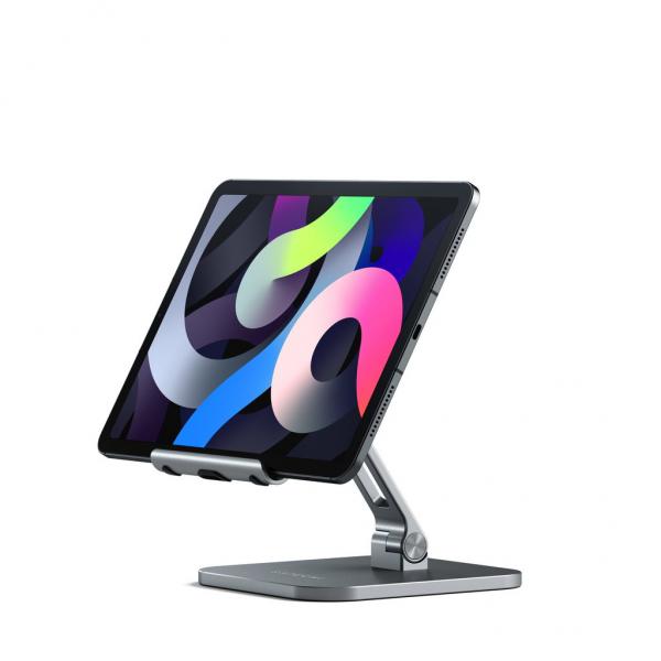 Satechi - Aluminium Desktop Stand for iPad/tablet (sg),satechi,aluminium,desktop,stand,for,ipad/tablet,(sg)stand,em,aluminio,para,tablets,e,ipad,tem,uma,base,e,armacao,ajustaveis,em,inclinacao,e,que,fecham,ficando,planas,para,facilitar,a,arrumacao,É,comp