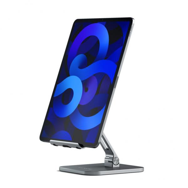 Satechi - Aluminium Desktop Stand for iPad/tablet (sg),satechi,aluminium,desktop,stand,for,ipad/tablet,(sg)stand,em,aluminio,para,tablets,e,ipad,tem,uma,base,e,armacao,ajustaveis,em,inclinacao,e,que,fecham,ficando,planas,para,facilitar,a,arrumacao,É,comp