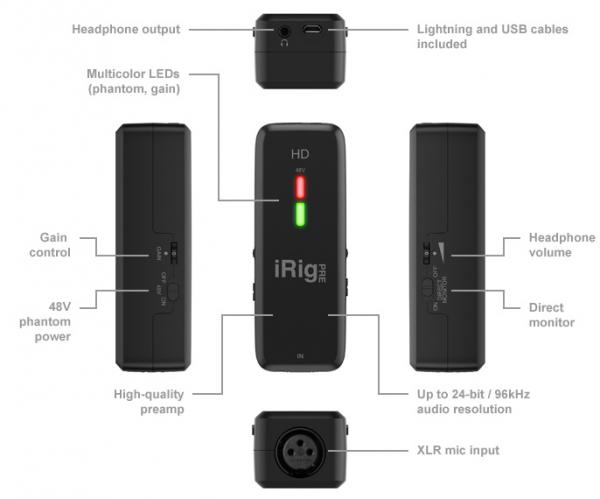 IK Multimedia - Interface iRig PRE HD,ik,multimedia,interface,irig,pre,hdinterface,digital,para,capturar,o,som,de,um,microfone,directamente,para,um,equipamento,ios,ou,computador,mac/windows