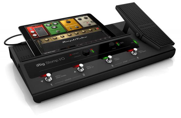 IK Multimedia - Pedaleira iRig Stomp I/O      ,ik,multimedia,pedaleira,irig,stomp,i/o,pedal,com,4,botoes,metalicos,cada,um,com,luzes,led,indicadoras,de,funcionamento,ligado,a,um,ipad,iphone,ou,mac/pc,permite,introduzir,efeitos,de,som,atraves,da,ap