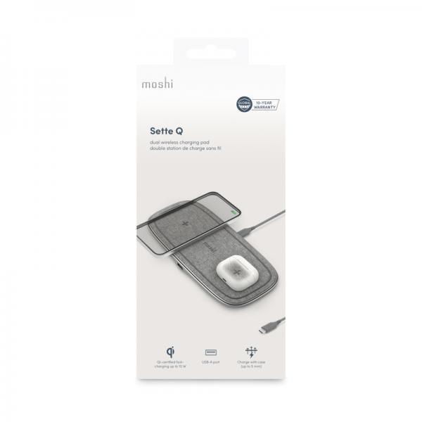 Moshi - Sette Q 15W Dual Wireless Charging Pad,moshi,sette,q,15w,dual,wireless,charging,padcarregador,wireless,qi,carrega,em,simultaneo,2,equipamentos,incluindo,telemoveis,qi,e,airpods,cada,um,ate,15w,requer,um,carregador,ac,de,45w,(15v/3a),com,po