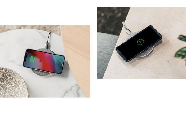 Moshi - Otto Q Wireless Charging Pad (nordic grey),moshi,otto,q,wireless,charging,pad,(nordic,grey)carregador,qi,ate,15w,com,acabamento,em,tecido,e,anel,antideslizante,carrega,equipamentos,com,capas,com,ate,5mm,de,espessura,suporta,os,standard,de,carr