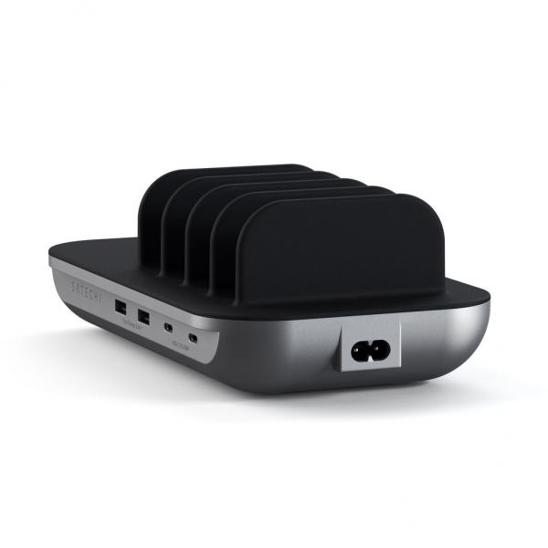 Satechi - Dock5 charging Station w/ wireless charger,satechi,dock5,charging,station,w/,wireless,chargerdoca,que,permite,carregar,5,equipamentos,em,simultaneo,nas,seguintes,portas:,2x,usbc,pd,21w,2x,usba,12w,wireless,qi,ate,um,total,de,71w,É,compativel,