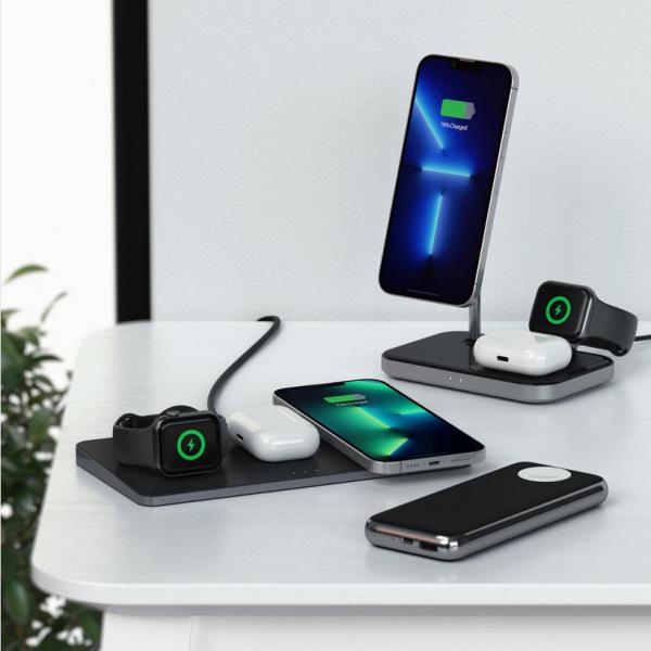 Satechi - 3-in-1 Magnetic Wireless Charging Stand,satechi,3in1,magnetic,wireless,charging,standstand,3in1,para,carregamento,do,iphone,13/12,(aderência,magnetica,magsafe,a,75w),apple,watch,(25w),e,airpods,2/pro,(5w),inclui,cabo,usbc,requer,um,carrega