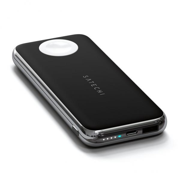 Satechi - Quatro Wireless Power Bank,satechi,quatro,wireless,power,bankcarregador,portatil,com,bateria,interna,de,1111,mah,que,tem,um,disco,de,carregamento,para,apple,watch,(25w),e,um,carregador,qi,5w,(iphone,e,airpods),tem,ainda,1,porta