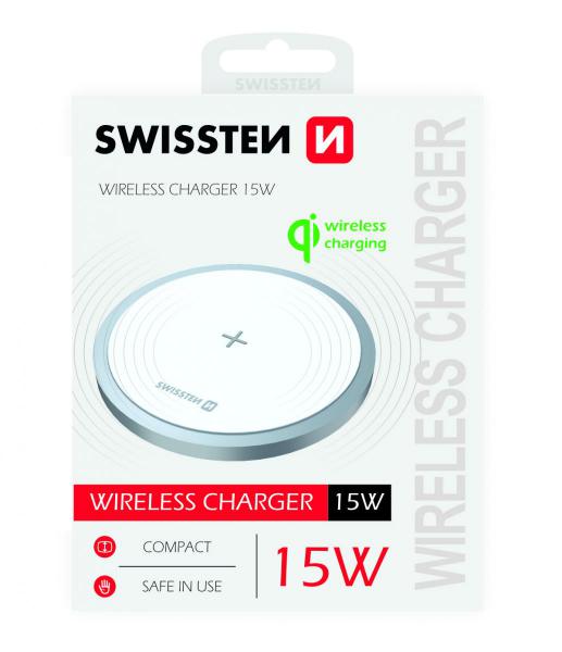 Swissten - Wireless Charger Qi 15W (white),swissten,wireless,charger,qi,15w,(white)carregador,wireless,qi,com,potência,5w,ate,15w,tem,porta,usbc,inclui,um,cabo,usb/usbc,com,15m,para,ligacao,a,um,carregador,ac,ou,computador