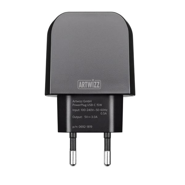 Artwizz - PowerPlug USB-C 15W (black),artwizz,powerplug,usbc,15w,(black),carregador,ac,de,15w,(3a),com,porta,usbc,carrega,tablets,e,smartphones,equipados,com,porta,usbc