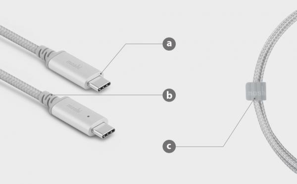 Moshi - Integra USB-C Charge cable w/ LED (2m - jet silver),moshi,integra,usbc,charge,cable,w/,led,(2m,jet,silver),cabo,usbc,para,usbc,com,luz,led,indicadora,de,carga,para,ligacao,de,equipamentos,com,porta,usbc,a,carregadores,ou,outros,equipamentos,com,porta,u