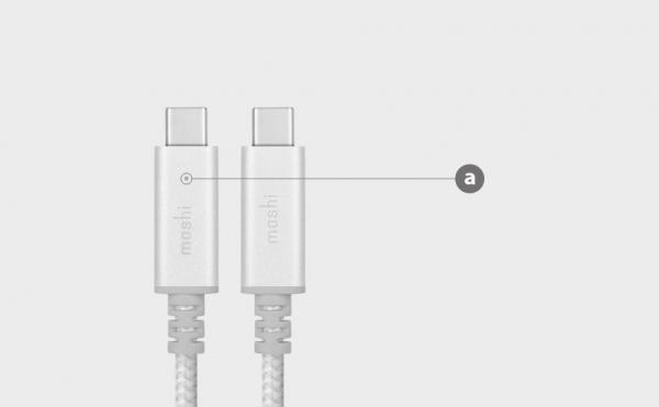 Moshi - Integra USB-C Charge cable w/ LED (2m - jet silver),moshi,integra,usbc,charge,cable,w/,led,(2m,jet,silver),cabo,usbc,para,usbc,com,luz,led,indicadora,de,carga,para,ligacao,de,equipamentos,com,porta,usbc,a,carregadores,ou,outros,equipamentos,com,porta,u