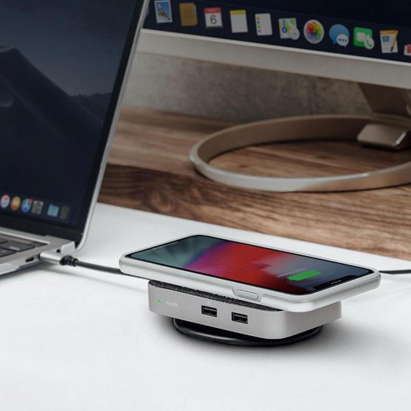 Moshi - Symbus Q USB-C dock (1xGigabit, 2xUSB,1xHDMI) + Qi,moshi,symbus,q,usbc,dock,(1xgigabit,2xusb1xhdmi),+,qi,doca,em,aluminio,que,liga,a,ficha,usbc,de,um,macbook,ou,portatil,tem,1,porta,gigabit,ethernet,1x,hdmi,para,ligacao,de,um,monitor,(suporta,video,4k