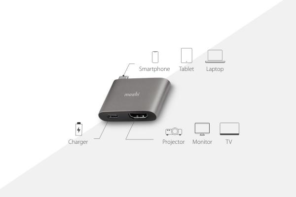 Moshi - USB-C to HDMI Adapter with Charging,moshi,usbc,to,hdmi,adapter,with,charging,adaptador,usbc,ultra,compacto,com,1,porta,hdmi,(4k@61hz,hdr,compativel,cor,11bit),e,1,porta,usbc,pd,ate,61w,permite,ligar,um,monitor,tv,ou,projector,na,porta,h