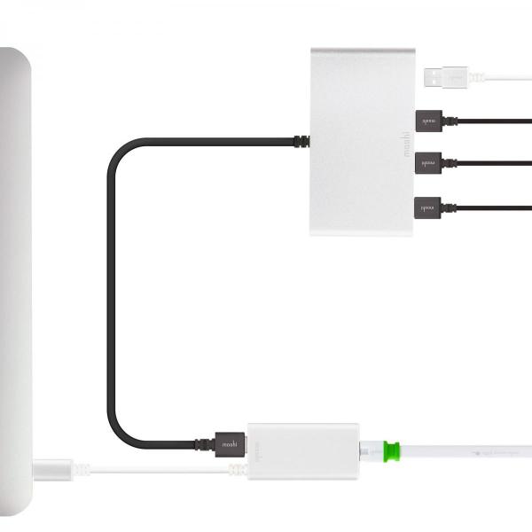 Moshi - USB-C to Gigabit Ethernet adapter,moshi,usbc,to,gigabit,ethernet,adapter,adaptador,usbc,com,saida,gigabit,ethernet,permite,adicionar,uma,ligacao,ethernet,a,computadores,com,portas,usbc,tem,ainda,uma,porta,usb3,passthrough,que,deixa,li