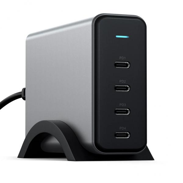 Satechi - 165W USB-C 4-Port PD Gan Charger (EU),satechi,165w,usbc,4port,pd,gan,charger,(eu),carregador,ac,com,4,portas,usbc,pd,gan,capaz,de,carregar,4,equipamentos,em,simultaneo,ate,um,total,de,165w,incluindo,iphone,ipad,macbooks,e,outros,carrega,1