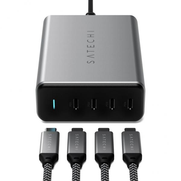 Satechi - 165W USB-C 4-Port PD Gan Charger (EU),satechi,165w,usbc,4port,pd,gan,charger,(eu),carregador,ac,com,4,portas,usbc,pd,gan,capaz,de,carregar,4,equipamentos,em,simultaneo,ate,um,total,de,165w,incluindo,iphone,ipad,macbooks,e,outros,carrega,1