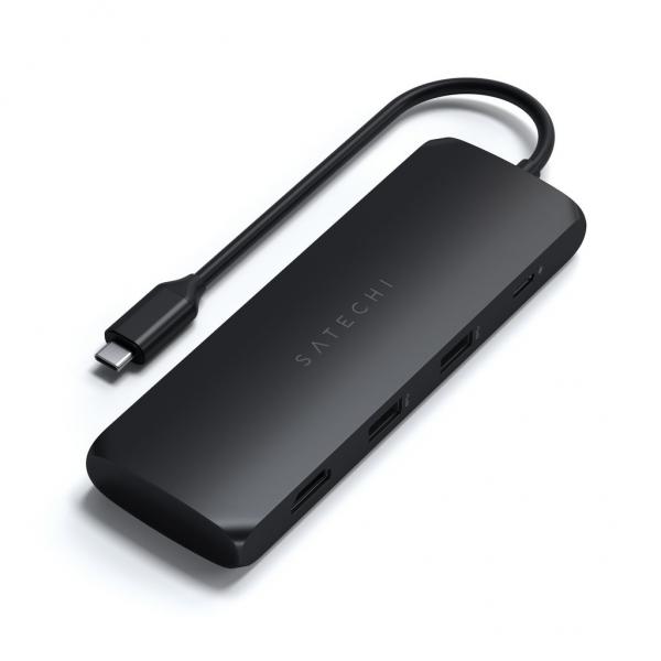 Satechi - USB-C Hybrid w/ SSD Enclosure adapter (black),satechi,usbc,hybrid,w/,ssd,enclosure,adapter,(black),adaptador,com,ligacao,usbc,que,permite,colocar,no,seu,interior,um,disco,ssd,m2,sata,servindo,como,disco,externo,tem,ainda,portas,para,ligar,acessor