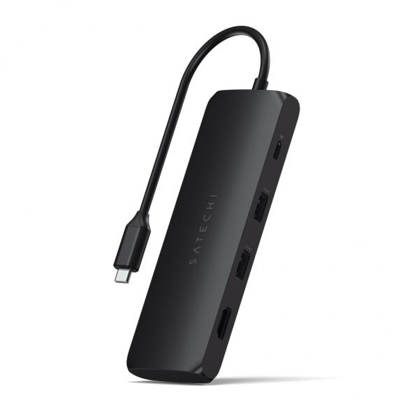 Satechi - USB-C Hybrid w/ SSD Enclosure adapter (black),satechi,usbc,hybrid,w/,ssd,enclosure,adapter,(black),adaptador,com,ligacao,usbc,que,permite,colocar,no,seu,interior,um,disco,ssd,m2,sata,servindo,como,disco,externo,tem,ainda,portas,para,ligar,acessor