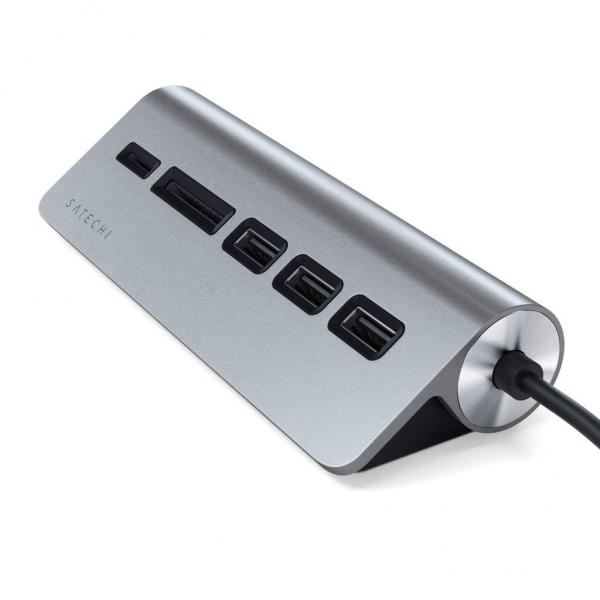 Satechi - USB-C Combo Hub for Desktop (space grey),satechi,usbc,combo,hub,for,desktop,(space,grey),hub,com,ligacao,usbc,e,portas,3x,usb3,1x,micro/sd,card