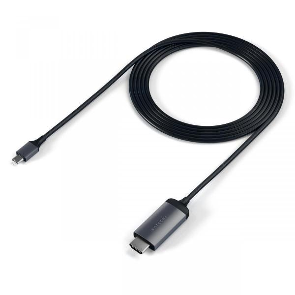 Satechi - USB-C to 4K 60Hz HDMI cable (space grey),satechi,usbc,to,4k,61hz,hdmi,cable,(space,grey),cabo,usbc,hdmi,4k,61hz,com,18,m,de,comprimento,permite,ligar,monitores,com,resolucao,ate,3841,x,2161,e,4k,a,equipamentos,com,porta,usbc