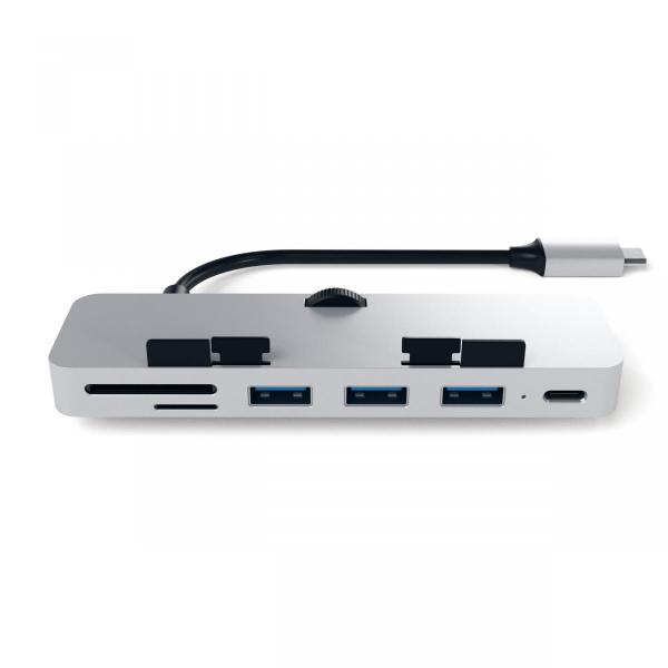 Satechi - USB-C Clamp Hub Pro for iMac (silver),satechi,usbc,clamp,hub,pro,for,imac,(silver),hub,especifico,para,o,imac,pro,e,imac,v2117,encaixa,numa,porta,thunderbolt,3,(usbc),e,fica,colocado,imediatamente,por,baixo,do,ecra,com,as,portas,viradas,p