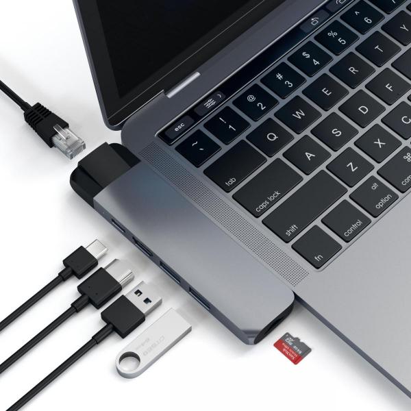 Satechi - USB-C Pro Hub with Ethernet & 4K HDMI (s grey),satechi,usbc,pro,hub,with,ethernet,&,4k,hdmi,(s,grey),adaptador,desenhado,especificamente,para,os,macbook,pro,13,e,15,e,air,encaixa,directamente,nas,suas,2,portas,usbc,e,proporciona,1,porta,gigabit,et