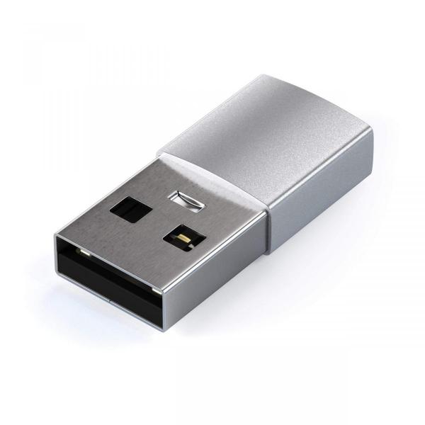 Satechi - USB-A to USB-C adapter (silver)    ,satechi,usba,to,usbc,adapter,(silver),adaptador,usb3,(m),para,usbc,(f),em,aluminio,permite,ligar,equipamentos,usbc,(incluindo,smartphones,e,tablets),a,computadores,com,porta,usb