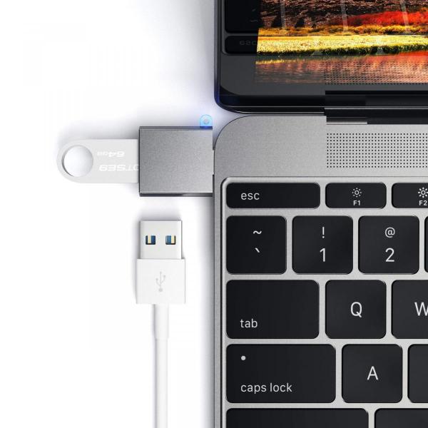 Satechi - USB-C to USB3 Adapter (space grey),satechi,usbc,to,usb3,adapter,(space,grey),adaptador,usbc,(m),para,usb3,(f),permite,ligar,perifericos,usb,a,computadores,com,porta,usbc