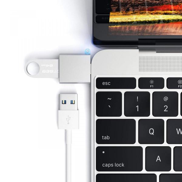 Satechi - USB-C to USB3 Adapter (silver)     ,satechi,usbc,to,usb3,adapter,(silver),adaptador,usbc,(m),para,usb3,(f),permite,ligar,perifericos,usb,a,computadores,com,porta,usbc