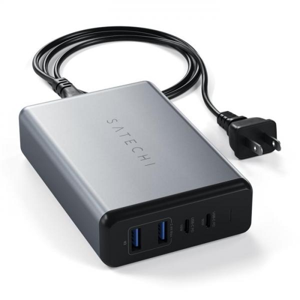 Satechi - 108W Pro USB-C PD Desktop Charger,satechi,118w,pro,usbc,pd,desktop,charger,carregador,ac,com,2,portas,usbc,pd,(1x,91w,1x,18w),e,2,portas,usb,(total,12w),inclui,um,cabo,de,corrente,com,comprimento,12m,e,ficha,formato,eu,permite,carrega