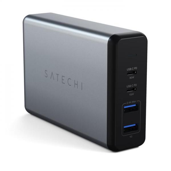 Satechi - 108W Pro USB-C PD Desktop Charger,satechi,118w,pro,usbc,pd,desktop,charger,carregador,ac,com,2,portas,usbc,pd,(1x,91w,1x,18w),e,2,portas,usb,(total,12w),inclui,um,cabo,de,corrente,com,comprimento,12m,e,ficha,formato,eu,permite,carrega