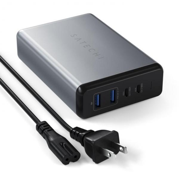 Satechi - 108W Pro USB-C PD Desktop Charger,satechi,118w,pro,usbc,pd,desktop,charger,carregador,ac,com,2,portas,usbc,pd,(1x,91w,1x,18w),e,2,portas,usb,(total,12w),inclui,um,cabo,de,corrente,com,comprimento,12m,e,ficha,formato,eu,permite,carrega