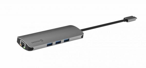 Swissten - USB-C Hub 8in1,swissten,usbc,hub,8in1,hub,em,aluminio,que,liga,por,porta,usbc,e,tem,8,portas:,usbc,pd,(nao,passa,dados),hdmi,4k,gigabit,ethernet,3x,usb3,1x,sd/micro,sd