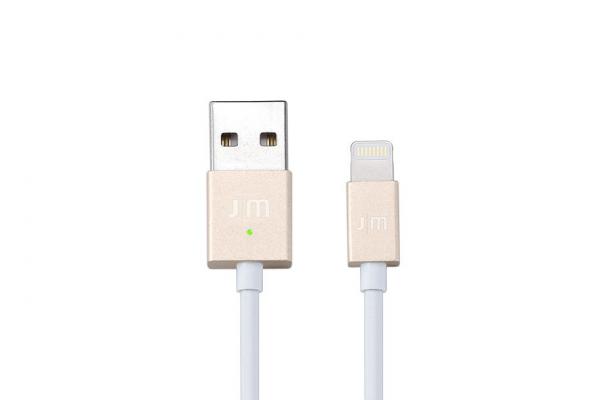 Just Mobile - AluCable LED USB-Lightning (gold),just,mobile,alucable,led,usblightning,(gold),cabo,usblightning,com,pontas,em,aluminio,tem,uma,luz,led,que,proporciona,informacao,sobre,o,estado,do,carregamento,de,um,ipad,iphone,ou,ipod:,pulsa,a,cor,l