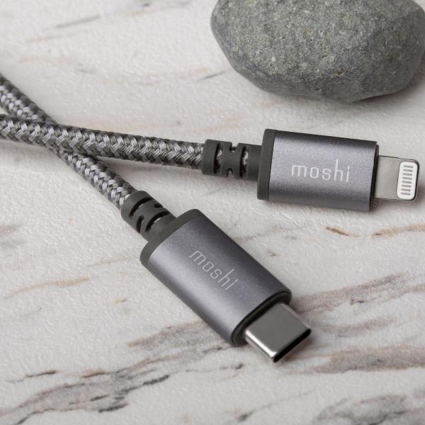 Moshi - Integra USB-C cable with lightning (titanium grey),moshi,integra,usbc,cable,with,lightning,(titanium,grey),cabo,que,liga,a,um,computador,usbc,e,permite,carregar/sincronizar,um,equipamento,com,ficha,lightning,(iphone,ipad),suporta,usbc,pd,e,dados,ate,4