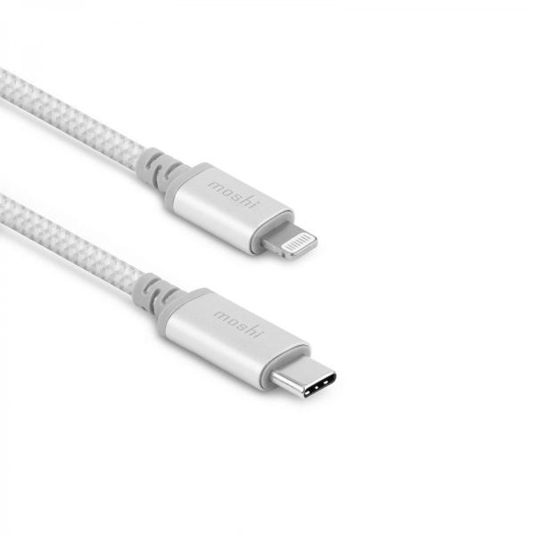 Moshi - Integra USB-C cable with lightning (jet silver),moshi,integra,usbc,cable,with,lightning,(jet,silver),cabo,que,liga,a,um,computador,usbc,e,permite,carregar/sincronizar,um,equipamento,com,ficha,lightning,(iphone,ipad),suporta,usbc,pd,e,dados,ate,481,