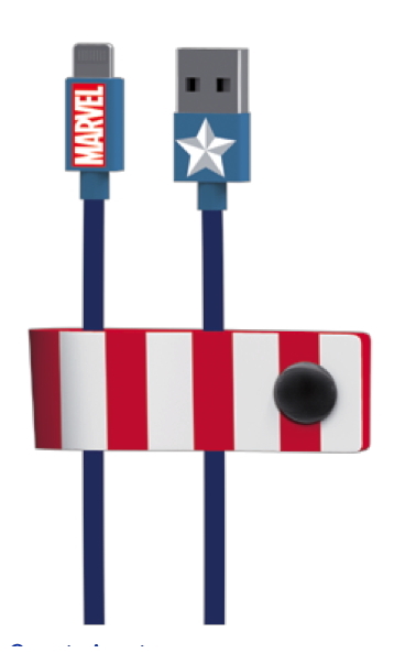 Tribe - Cabo USB-lightning Marvel (captain america),tribe,cabo,usblightning,marvel,(captain,america),cabo,usblightning,de,12m,de,comprimento,e,acessorio,integrado,de,arrumacao