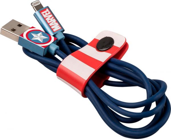 Tribe - Cabo USB-lightning Marvel (captain america),tribe,cabo,usblightning,marvel,(captain,america),cabo,usblightning,de,12m,de,comprimento,e,acessorio,integrado,de,arrumacao