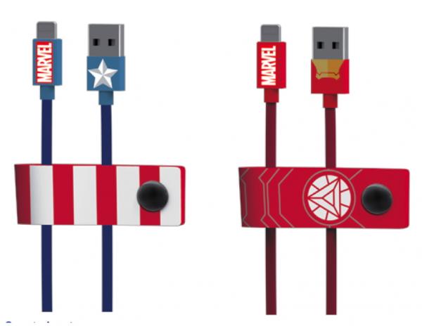 Tribe - Cabo USB-lightning Marvel (captain america),tribe,cabo,usblightning,marvel,(captain,america),cabo,usblightning,de,12m,de,comprimento,e,acessorio,integrado,de,arrumacao