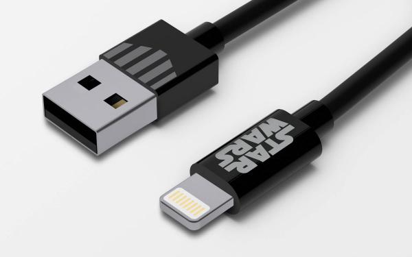 Tribe - Cabo USB-lightning Star Wars (darth vader)  ,tribe,cabo,usblightning,star,wars,(darth,vader),cabo,usblightning,de,12m,de,comprimento,e,acessorio,integrado,de,arrumacao