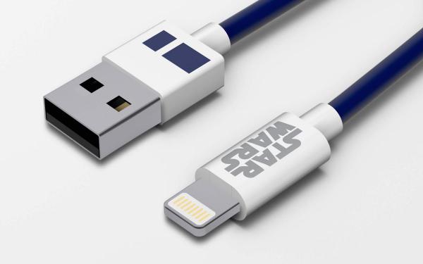 Tribe - Cabo USB-lightning Star Wars (R2-D2)   ,tribe,cabo,usblightning,star,wars,(r2d2),cabo,usblightning,de,12m,de,comprimento,e,acessorio,integrado,de,arrumacao