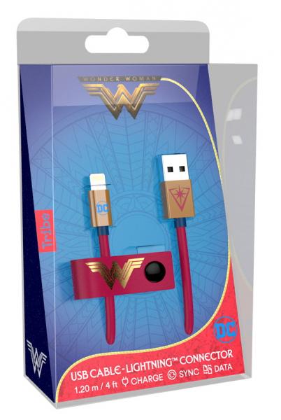 Tribe - Cabo USB-lightning DC Comics (wonder woman)  ,tribe,cabo,usblightning,dc,comics,(wonder,woman),cabo,usblightning,de,12m,de,comprimento,e,acessorio,integrado,de,arrumacao