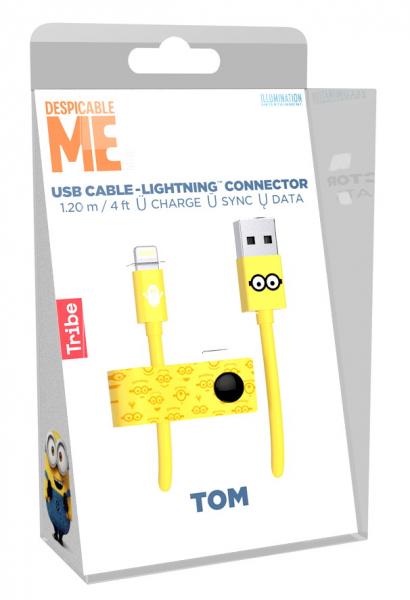 Tribe - Cabo USB-lightning Minions (tom)  ,tribe,cabo,usblightning,minions,(tom),cabo,usblightning,de,12m,de,comprimento,e,acessorio,integrado,de,arrumacao