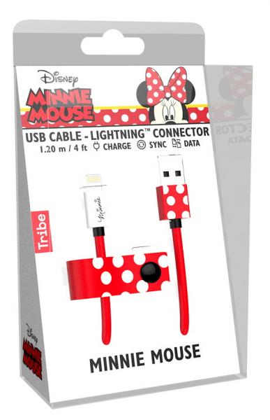 Tribe - Cabo USB-lightning Disney (minnie)   ,tribe,cabo,usblightning,disney,(minnie),cabo,usblightning,de,12m,de,comprimento,e,acessorio,integrado,de,arrumacao