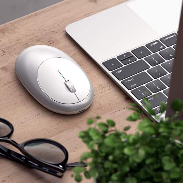 Satechi - M1 Wireless Mouse (silver),satechi,m1,wireless,mouse,(silver),rato,bluetooth,com,2,botoes,+,scroll,wheel,tem,porta,usbc,para,recarregar,inclui,cabo,de,carregamento,usbc,to,usba